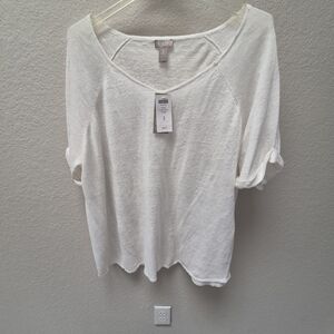 Chico's White Linen Top Size 3